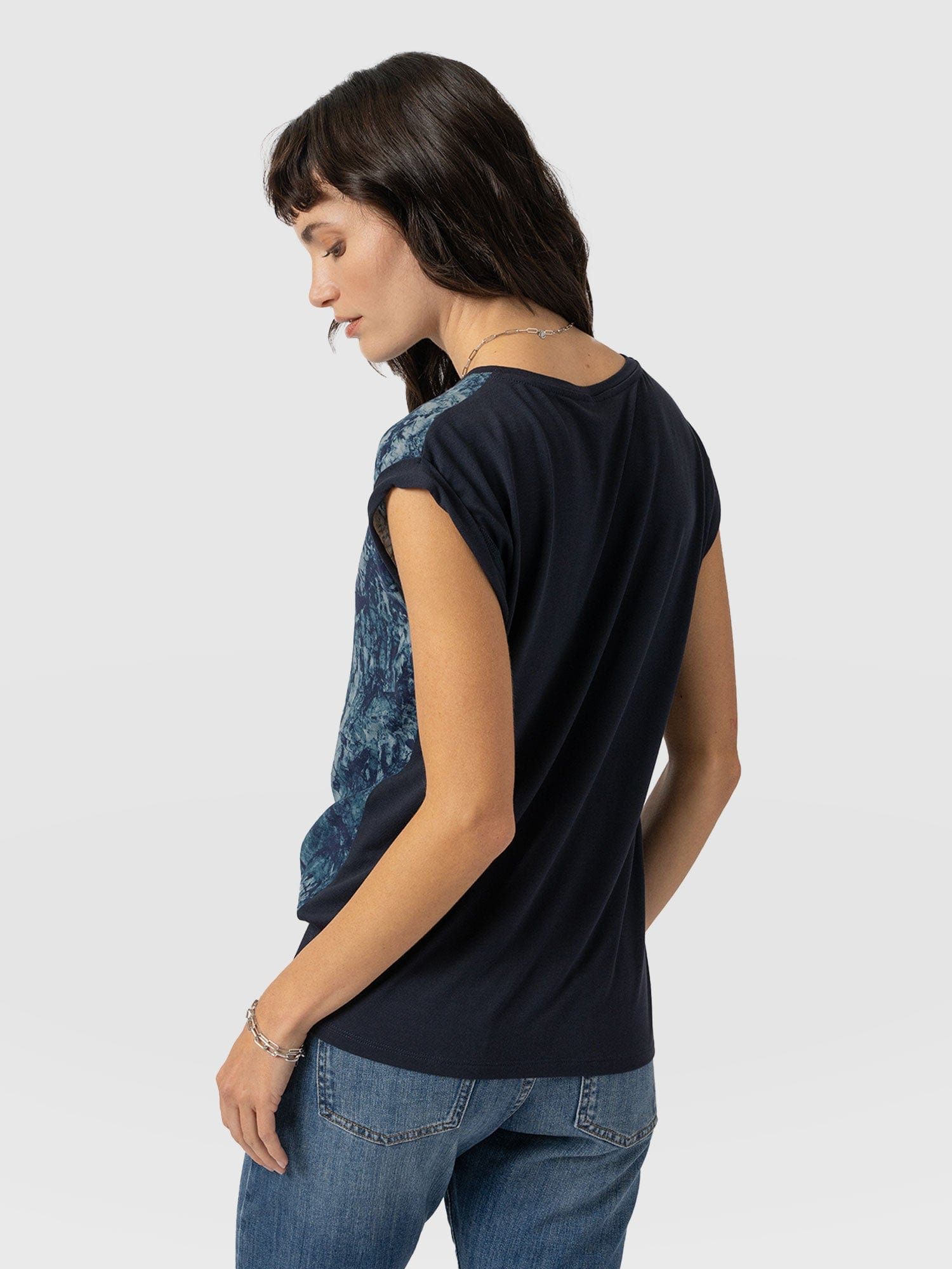 Turn Up Contrast Tee Blue Marble - Women's T-Shirts | Saint and Sofia® USA