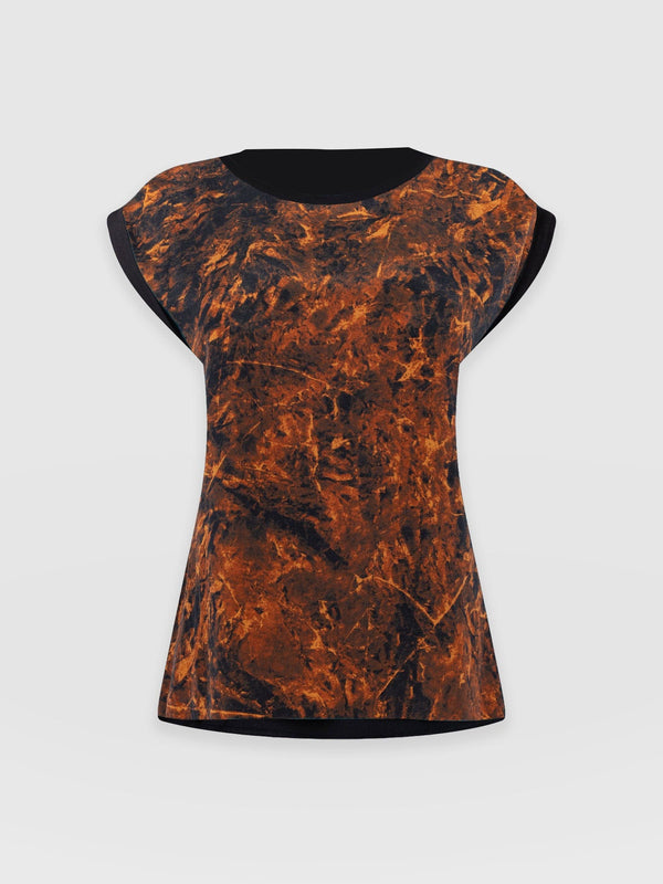 Turn Up Contrast Tee - Brown Marble - Women's T-shirts | Saint + Sofia® USA