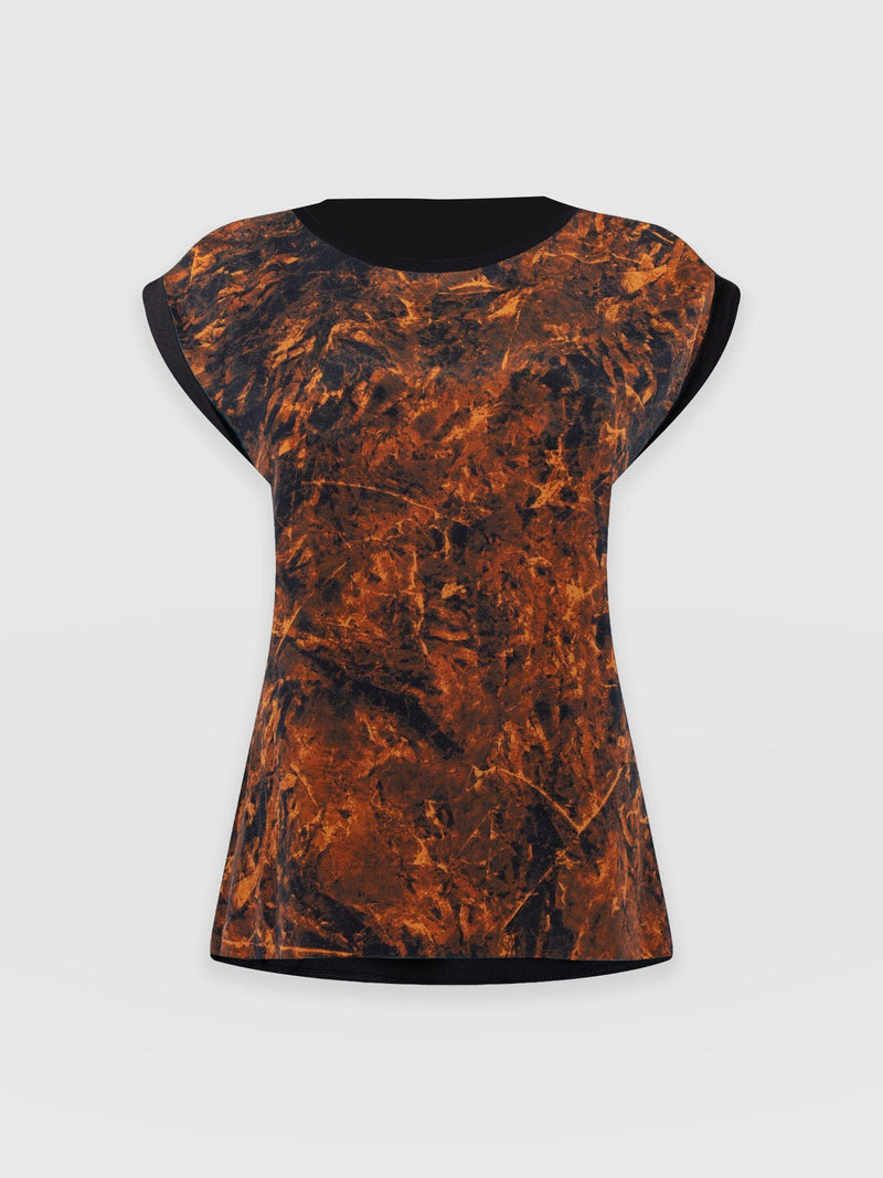 Turn Up Contrast Tee - Brown Marble - Women's T-shirts | Saint + Sofia® USA