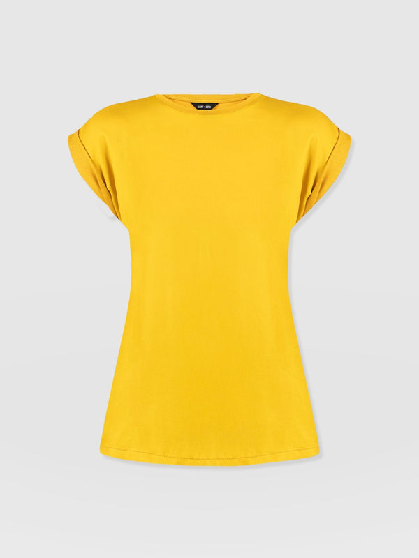 Turn Up Contrast Tee - Golden Yellow - Women's T-shirts | Saint + Sofia® USA