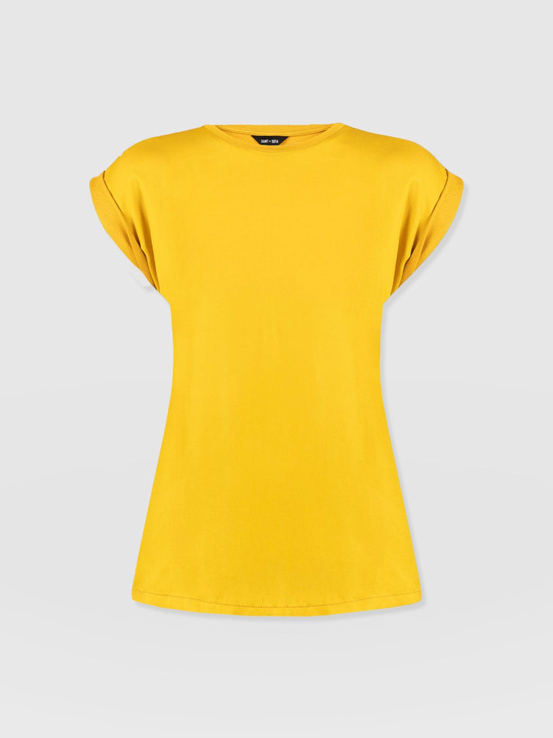 Turn Up Contrast Tee - Golden Yellow - Women's T-shirts | Saint + Sofia® USA