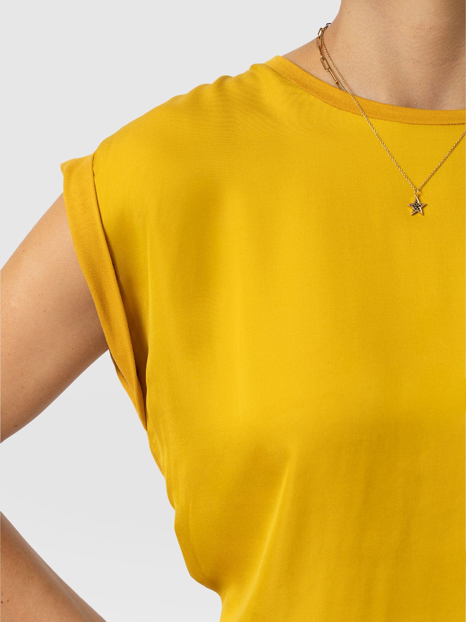 Turn Up Contrast Tee - Golden Yellow - Women's T-shirts | Saint + Sofia® USA