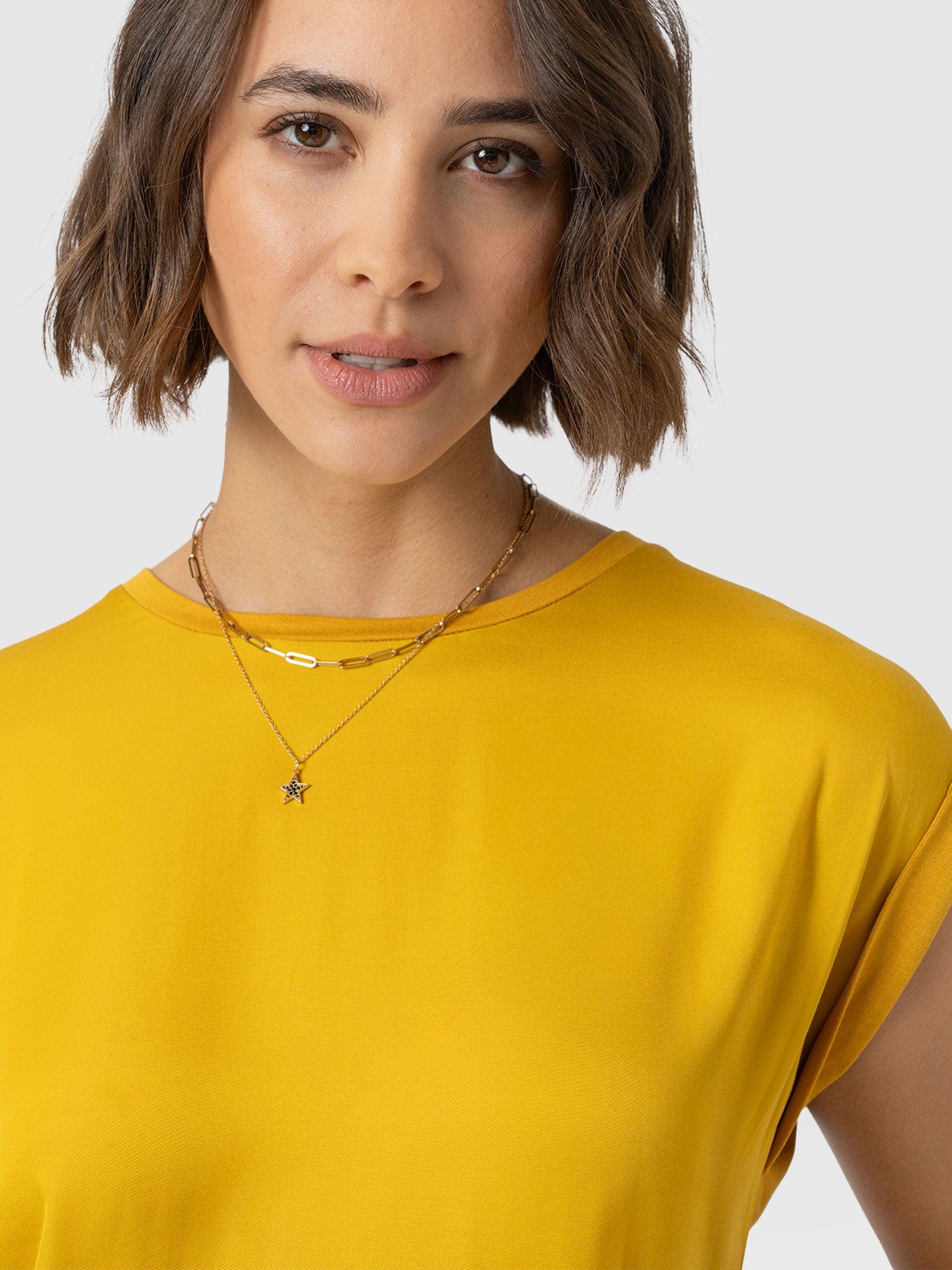 Turn Up Contrast Tee - Golden Yellow - Women's T-shirts | Saint + Sofia® USA