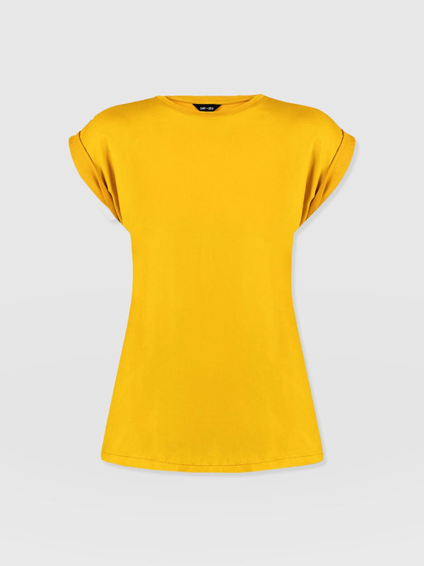 Turn Up Contrast Tee - Golden Yellow - Women's T-shirts | Saint + Sofia® USA