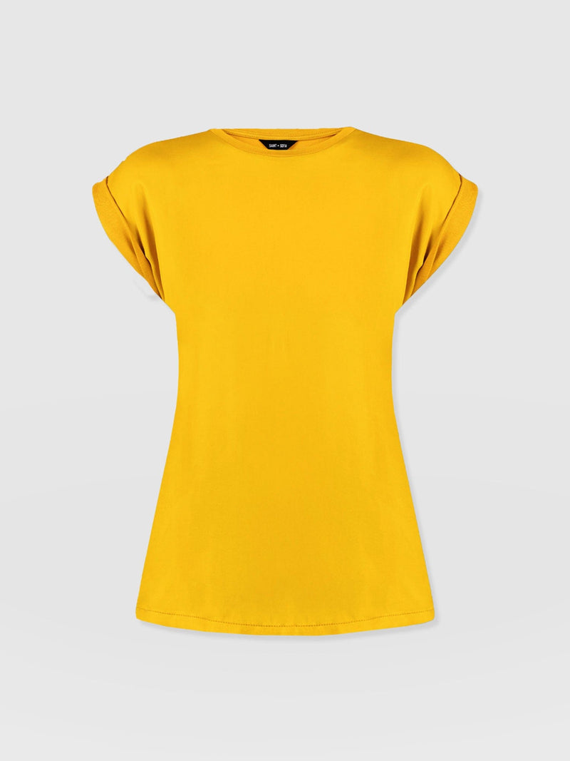 Turn Up Contrast Tee - Golden Yellow - Women's T-shirts | Saint + Sofia® USA