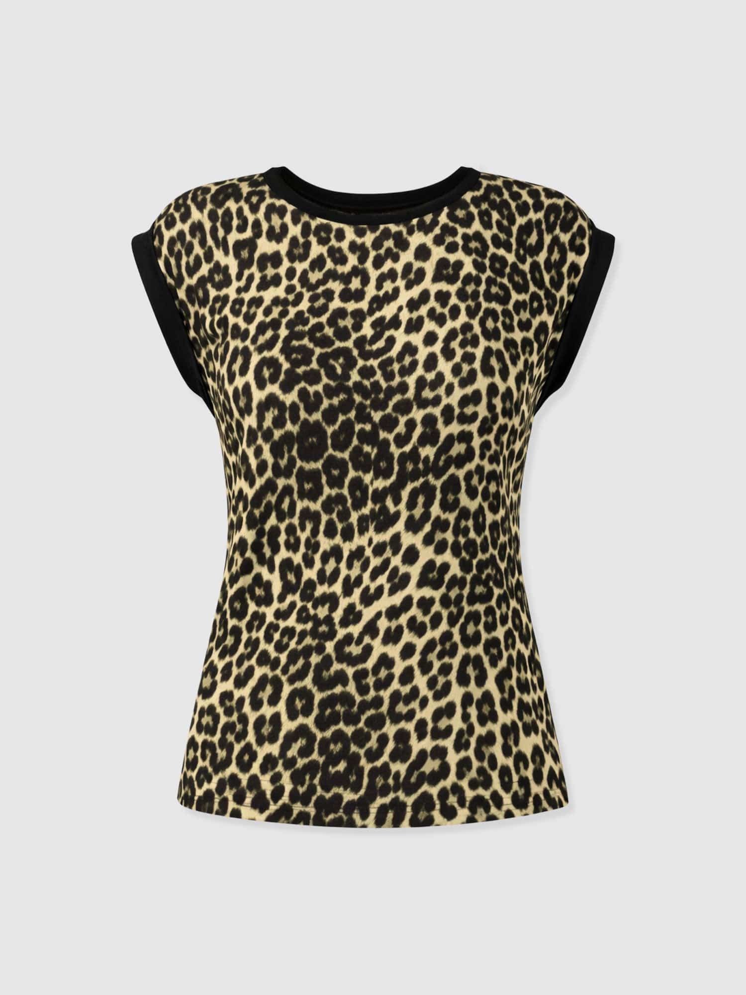 Turn Up Contrast Tee - Green Leopard - Women's T-shirts | Saint + Sofia® USA