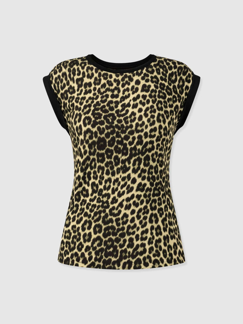 Turn Up Contrast Tee - Green Leopard - Women's T-shirts | Saint + Sofia® USA