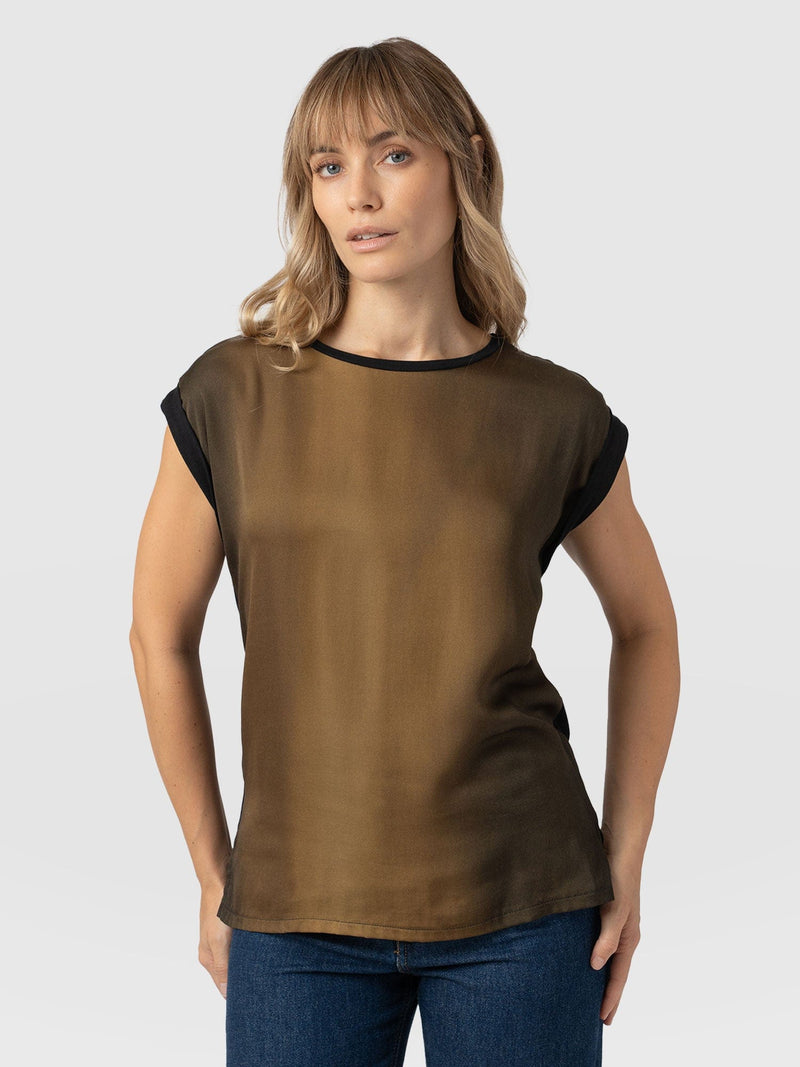 Turn Up Contrast Tee Khaki Gradient - Women's T-Shirts | Saint + Sofia® US