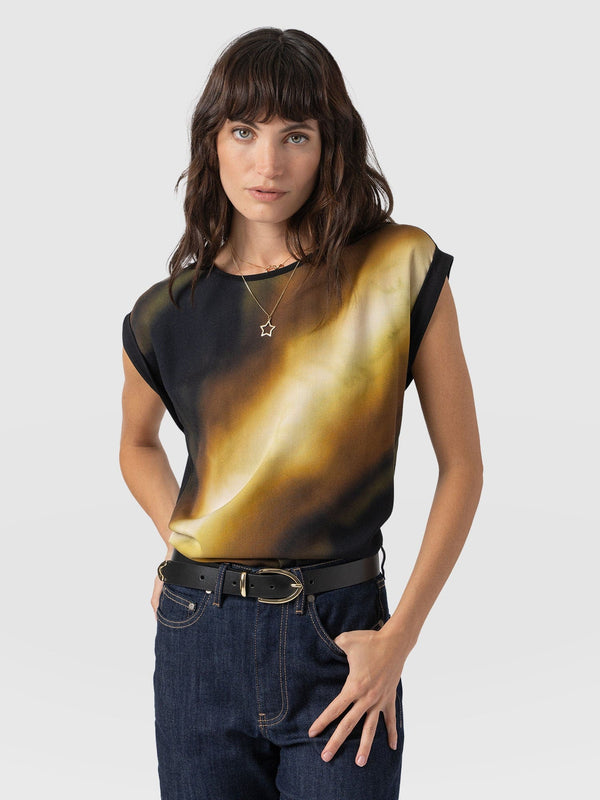 Turn Up Contrast Tee - Yellow Gradient - Women's T-shirts | Saint + Sofia® USA