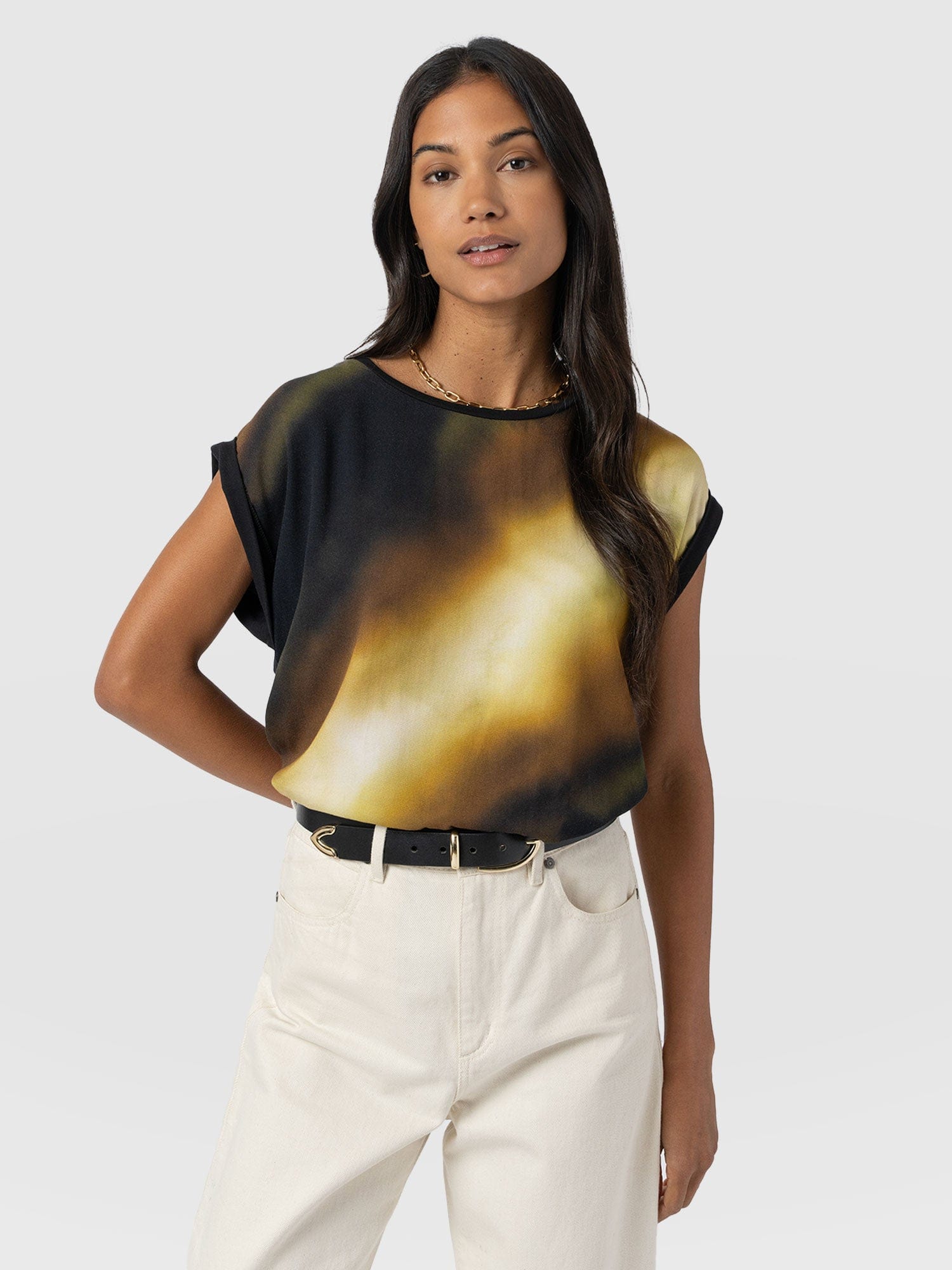 Turn Up Contrast Tee - Yellow Gradient - Women's T-shirts | Saint + Sofia® USA