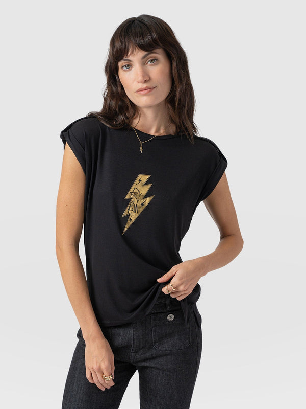 Turn-Up Tee Black Rock - Women's T-Shirts | Saint + Sofia® USA