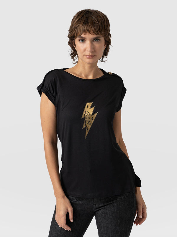 Turn-Up Tee Black Rock - Women's T-Shirts | Saint + Sofia® USA