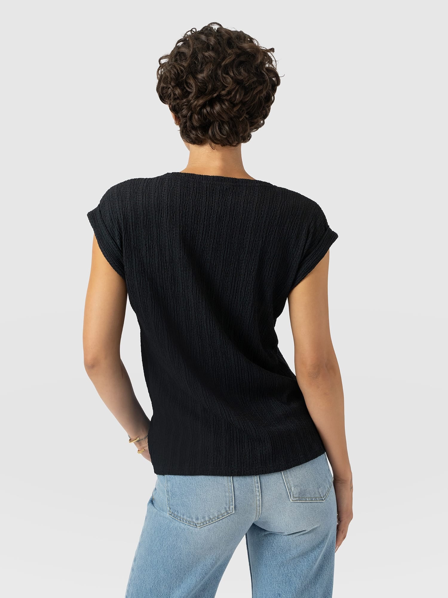 Turn Up Tee - Black Textured - Women's T-shirts | Saint and Sofia® USA