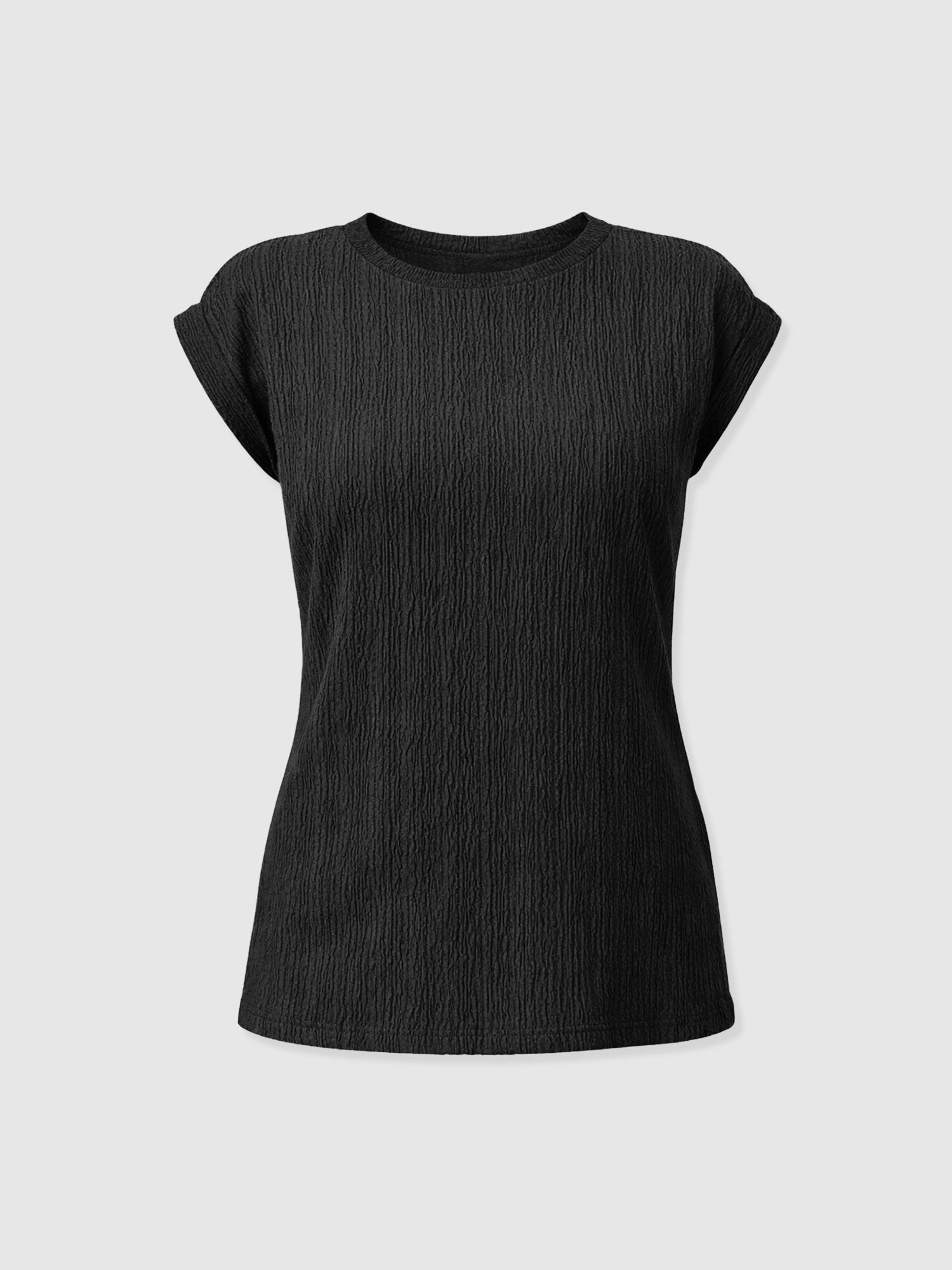 Turn Up Tee - Black Textured - Women's T-shirts | Saint + Sofia® USA