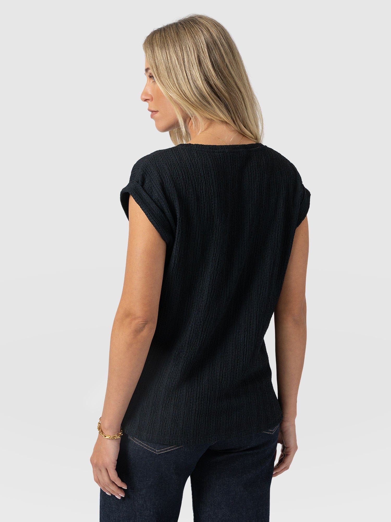 Turn Up Tee - Black Textured - Women's T-shirts | Saint + Sofia® USA