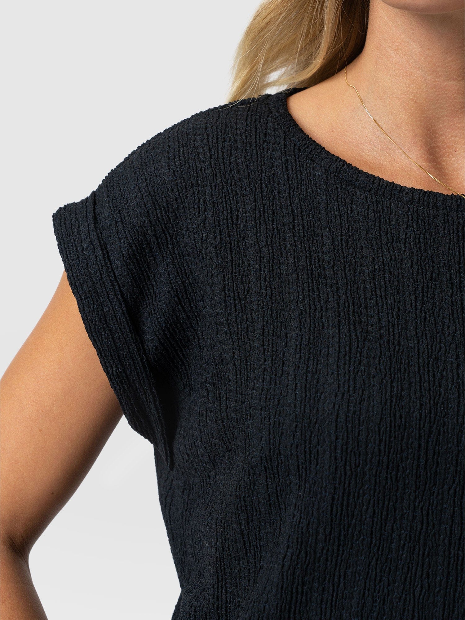 Turn Up Tee - Black Textured - Women's T-shirts | Saint + Sofia® USA