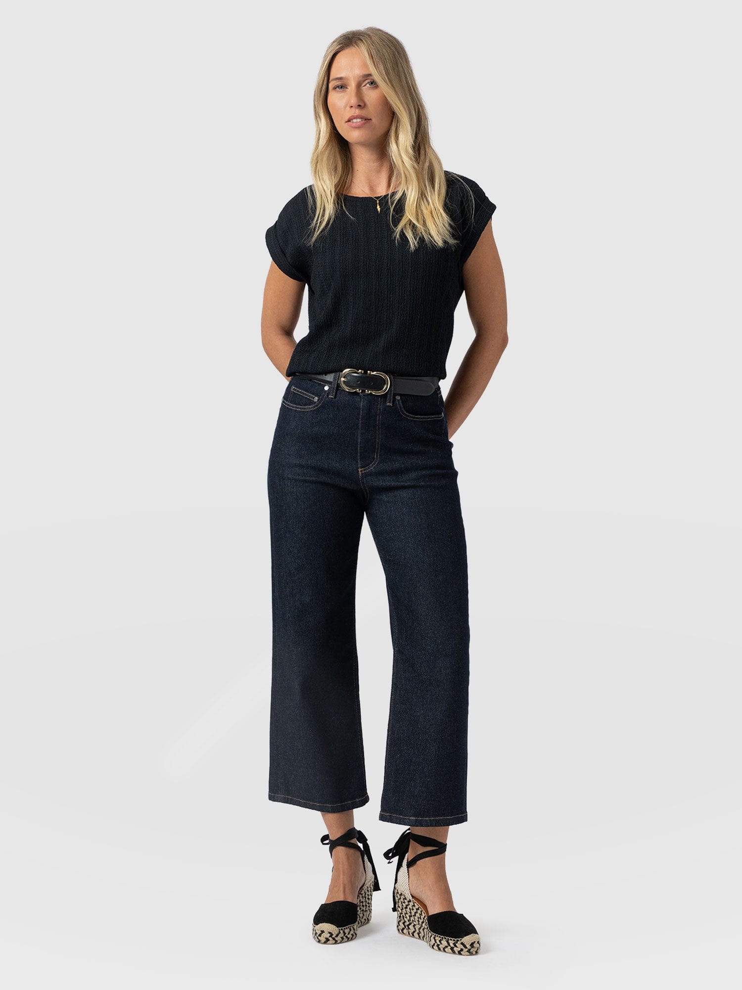 Turn Up Tee - Black Textured - Women's T-shirts | Saint + Sofia® USA