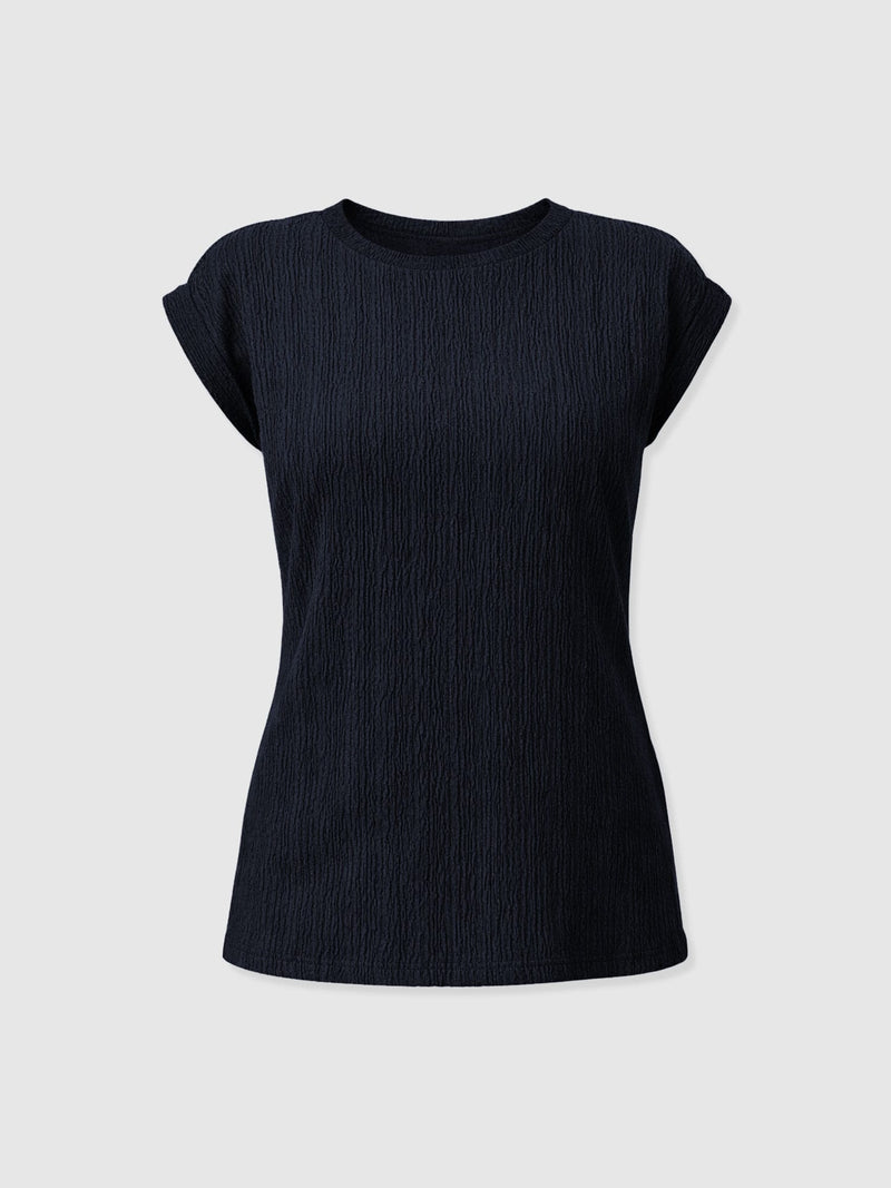 Turn Up Tee - Navy Textured - Women's T-shirts | Saint + Sofia® USA