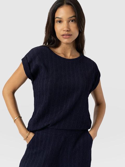 Turn Up Tee - Navy Textured - Women's T-shirts | Saint + Sofia® USA
