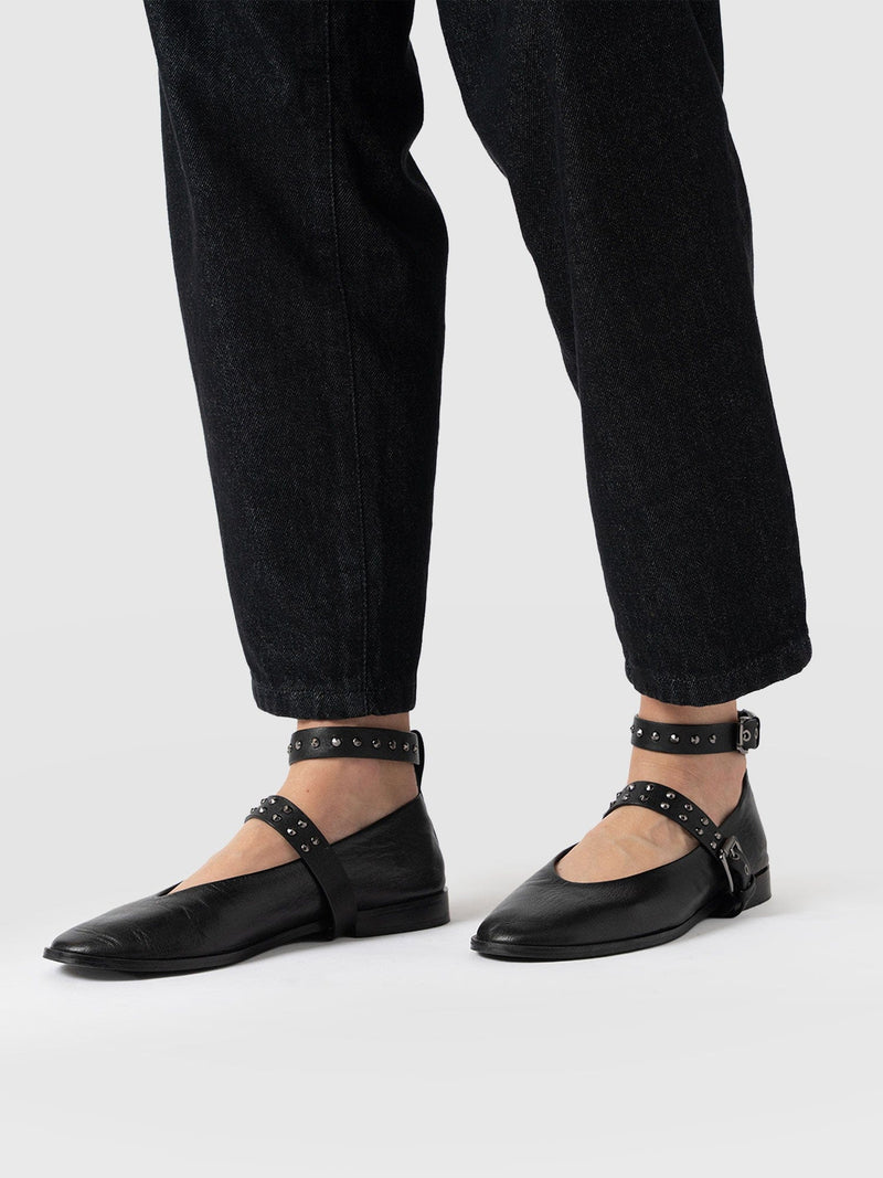 Vega Studded Ballerina Flats - Black - Women's Shoes | Saint + Sofia? USA