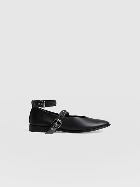 Vega Studded Ballerina Flats - Black - Women's Shoes | Saint + Sofia? USA