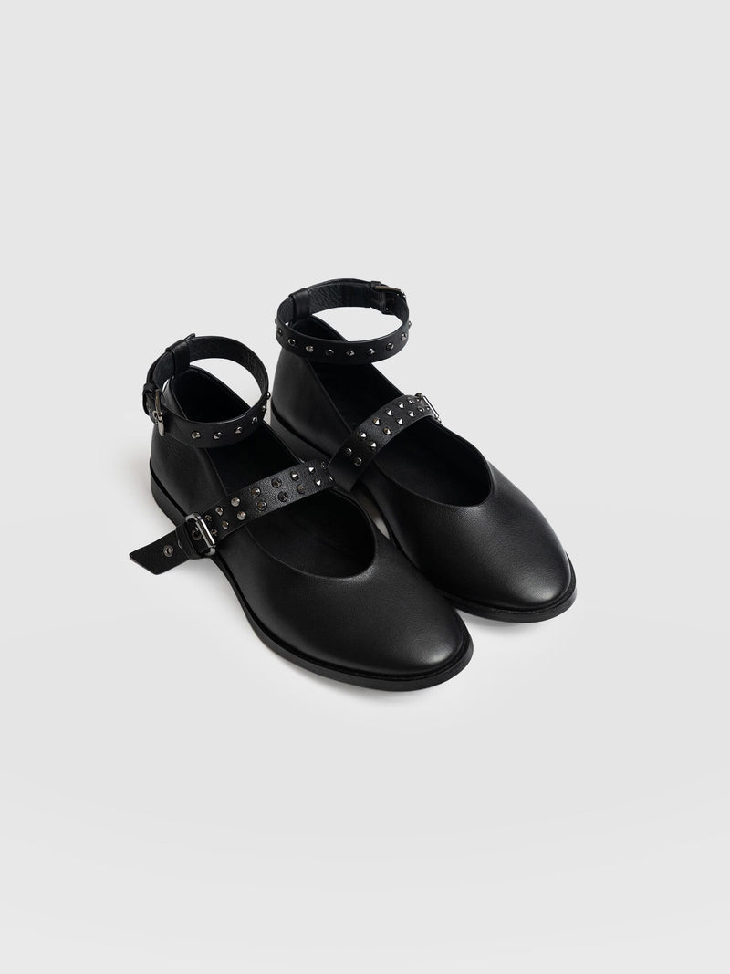 Vega Studded Ballerina Flats - Black - Women's Shoes | Saint + Sofia? USA