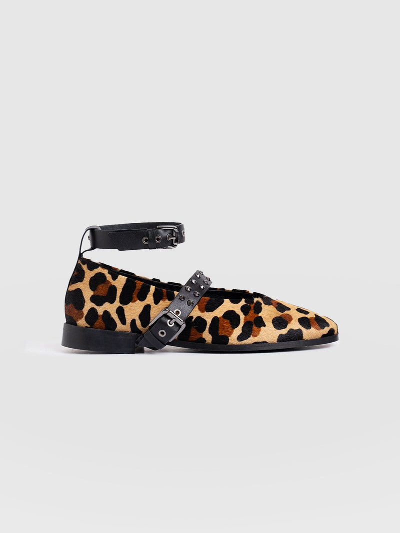 Vega Studded Ballerina Flats - Leopard - Women's Shoes | Saint + Sofia? USA