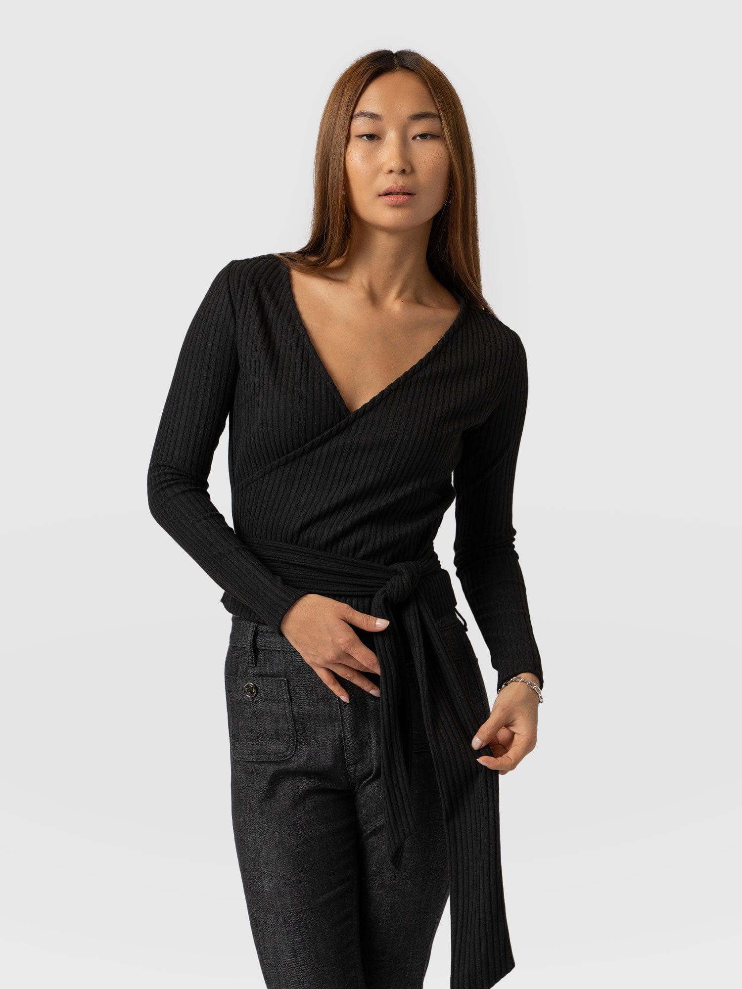 Victory Rib Top Black - Women's Tops | Saint + Sofia® UK