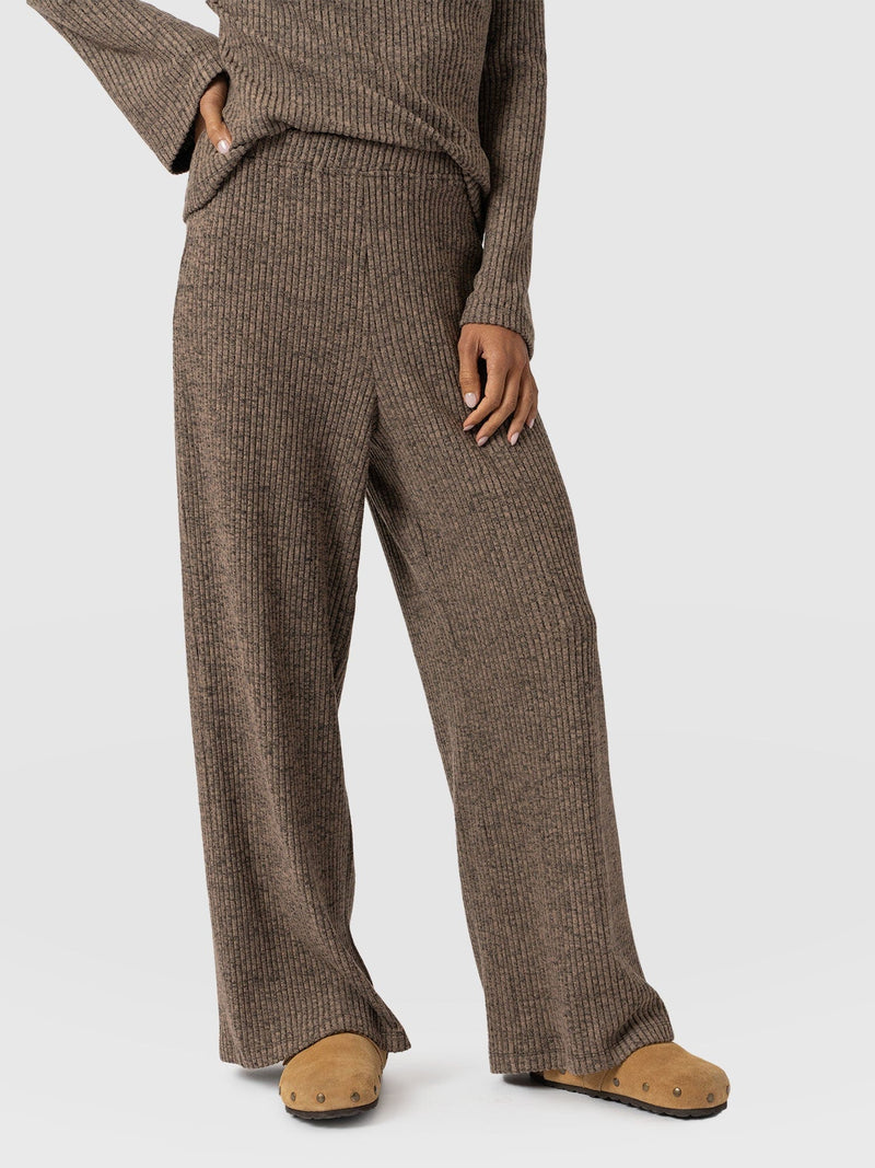 Victory Rib Wide Leg Pant Beige Melange - Women's Pants | Saint + Sofia® US