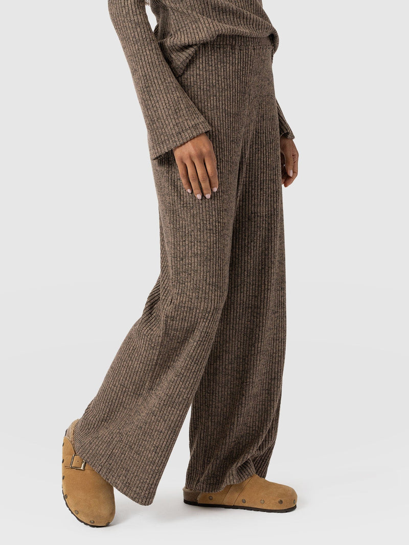 Victory Rib Wide Leg Pant Beige Melange - Women's Pants | Saint + Sofia® US