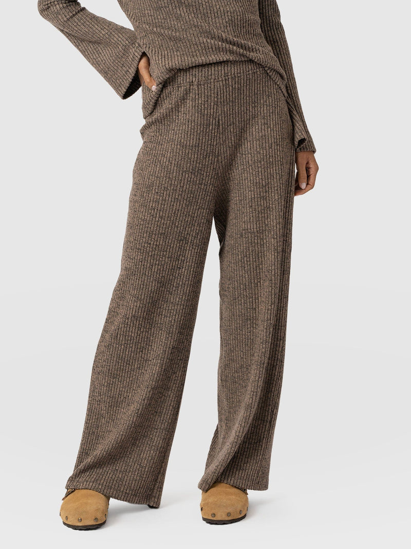 Victory Rib Wide Leg Pant Beige Melange - Women's Pants | Saint + Sofia® US