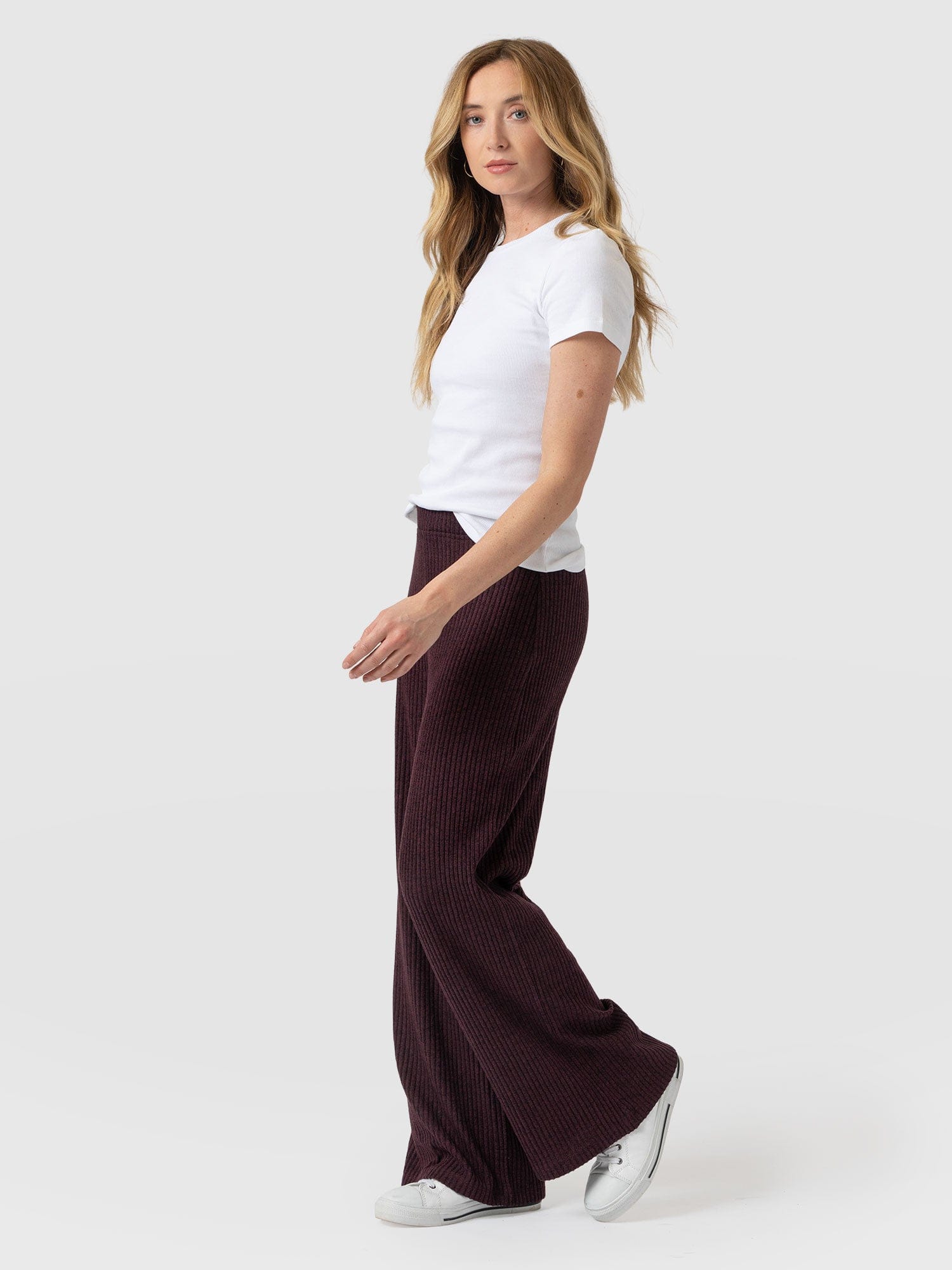 Victory Rib Wide Leg Pant Burgundy - Women's Pants | Saint + Sofia® US