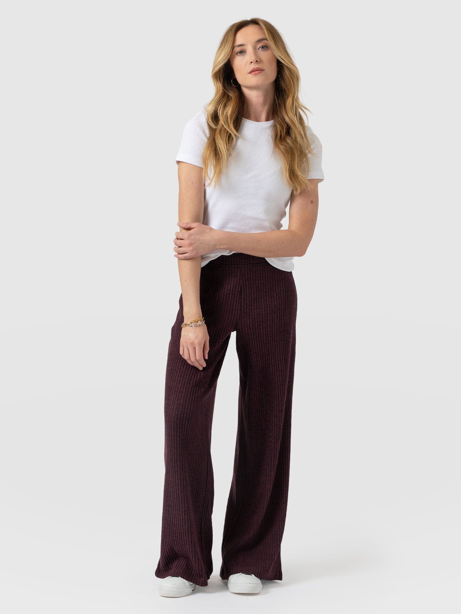 Victory Rib Wide Leg Pant Burgundy - Women's Pants | Saint + Sofia® US