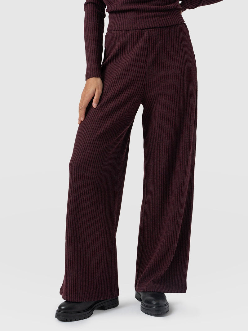 Victory Rib Wide Leg Pant Burgundy - Women's Pants | Saint + Sofia® US