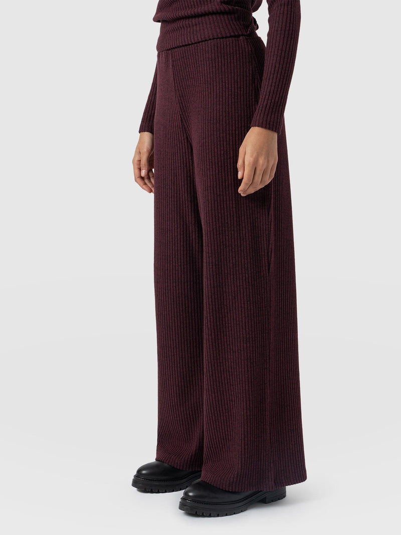 Victory Rib Wide Leg Pant Burgundy - Women's Pants | Saint + Sofia® US