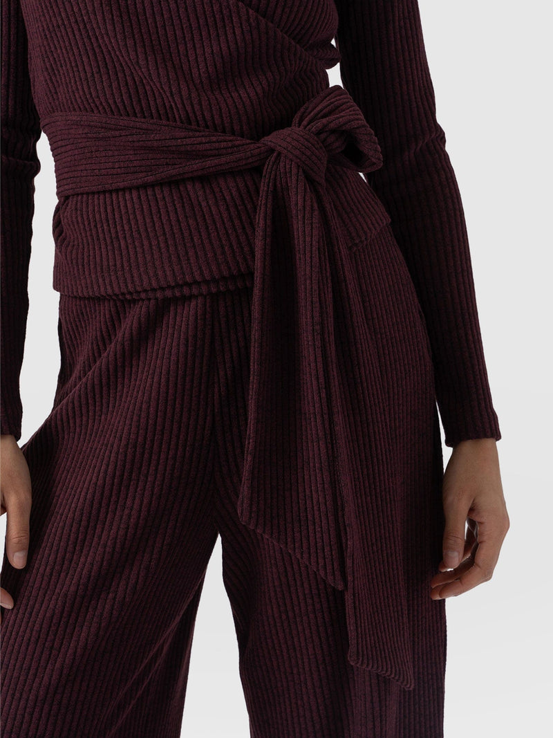 Victory Rib Wide Leg Pant Burgundy - Women's Pants | Saint + Sofia® US