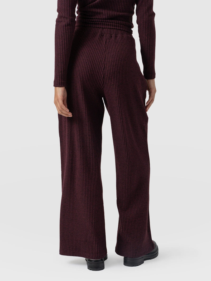 Victory Rib Wide Leg Pant Burgundy - Women's Pants | Saint + Sofia® US