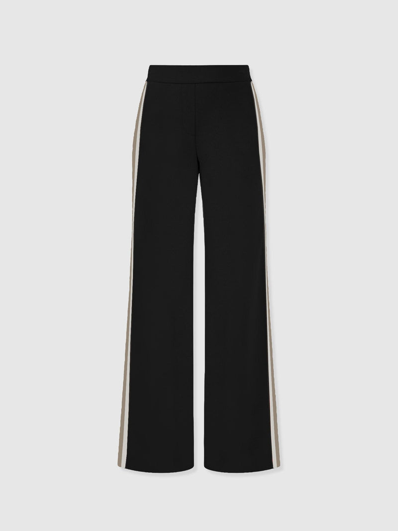 Victory Straight Leg Pant - Black - Cream/Beige Stripe - Women's Pants | Saint + Sofia® USA