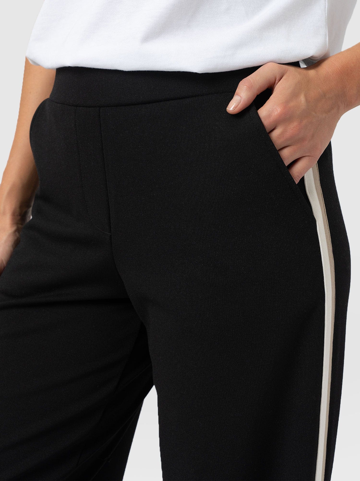 Victory Straight Leg Pant - Black - Cream/Beige Stripe - Women's Pants | Saint + Sofia® USA