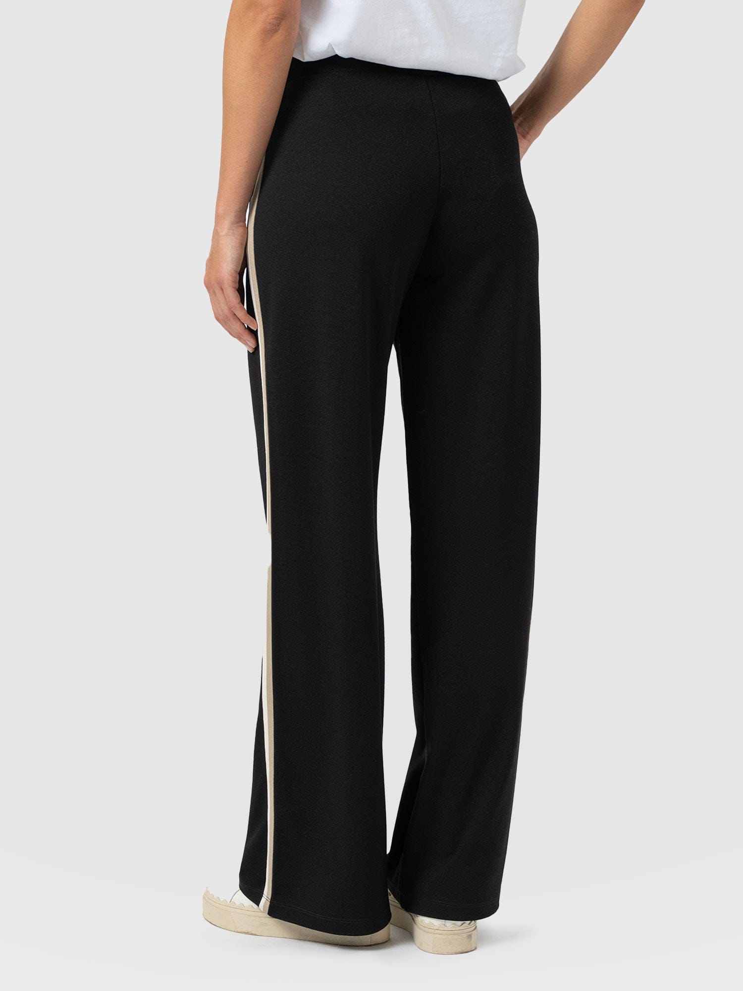 Victory Straight Leg Pant - Black - Cream/Beige Stripe - Women's Pants | Saint + Sofia® USA