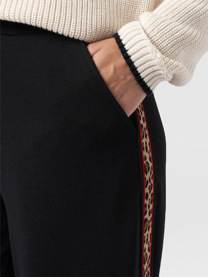 Victory Straight Leg Pant - Black - Leopard - Women's Pants | Saint + Sofia® USA