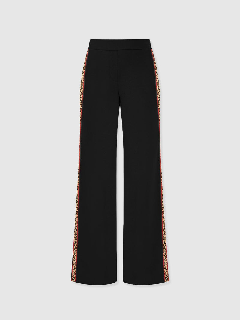 Victory Straight Leg Pant - Black - Leopard - Women's Pants | Saint + Sofia® USA
