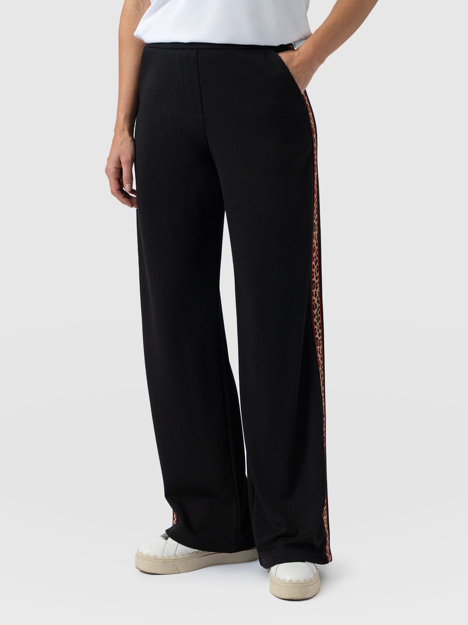 Victory Straight Leg Pant - Black - Leopard - Women's Pants | Saint + Sofia® USA