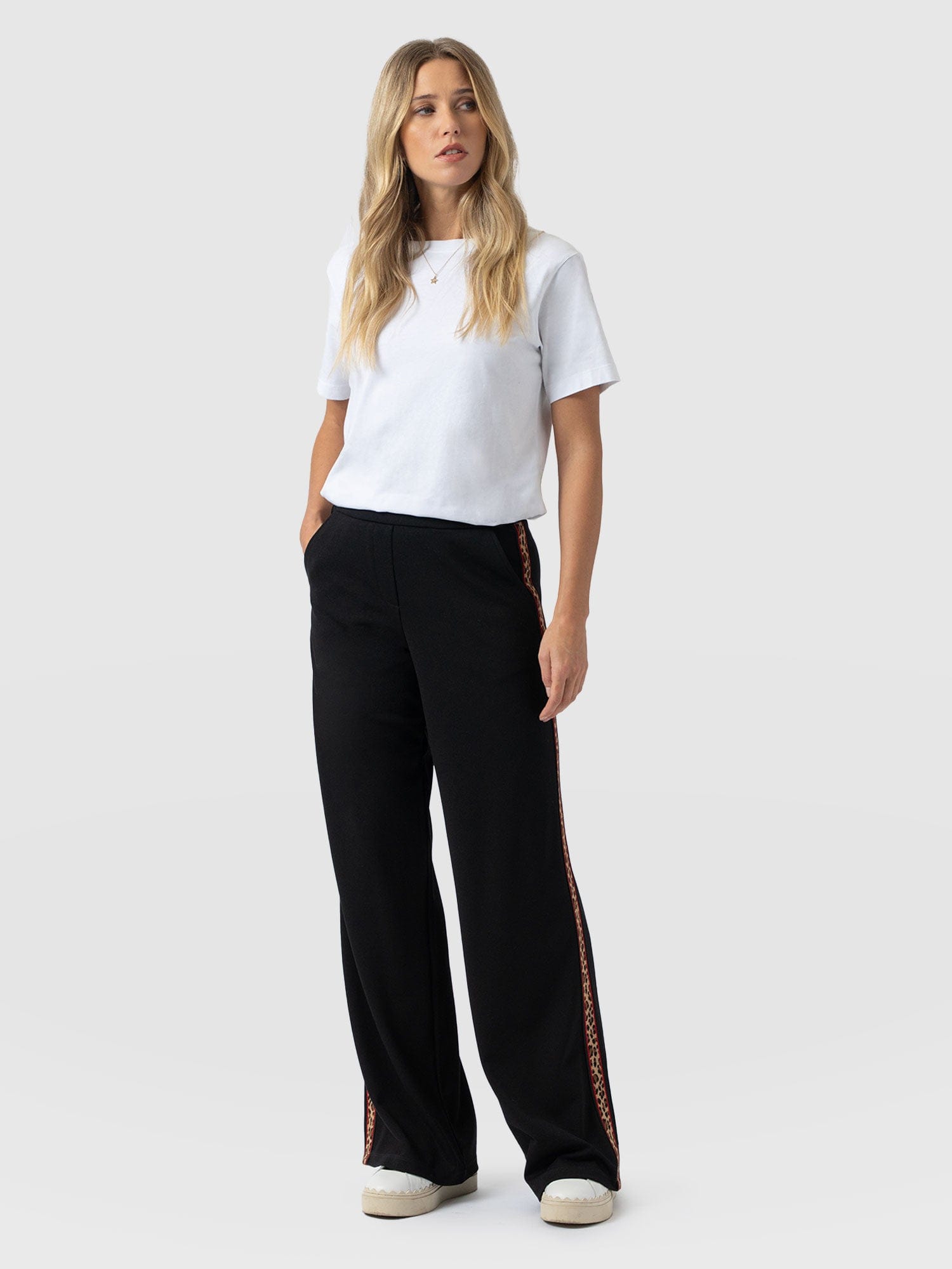 Victory Straight Leg Pant - Black - Leopard - Women's Pants | Saint + Sofia® USA
