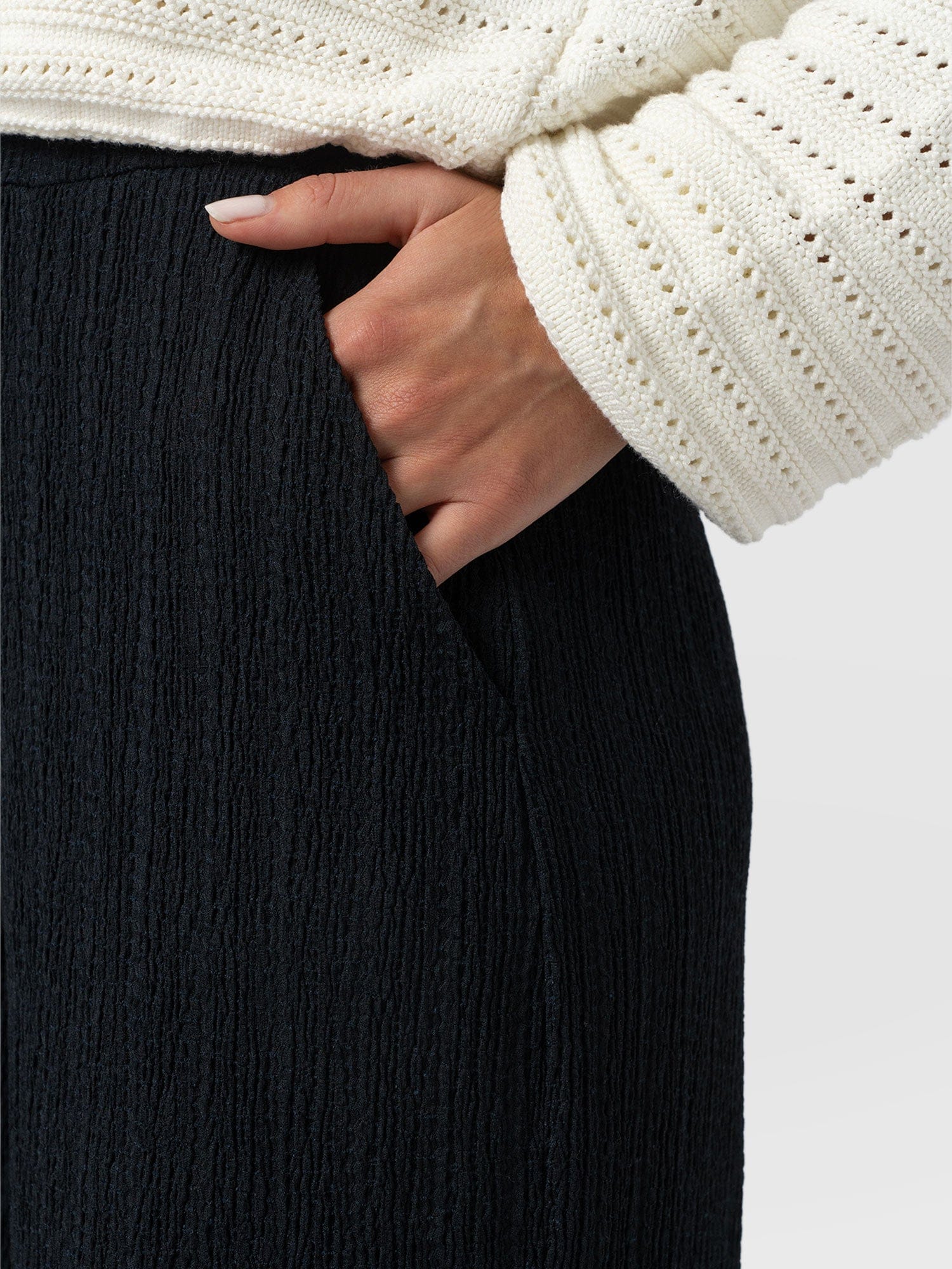 Victory Straight Leg Pant - Black Textured - Women's Pants | Saint + Sofia® USA