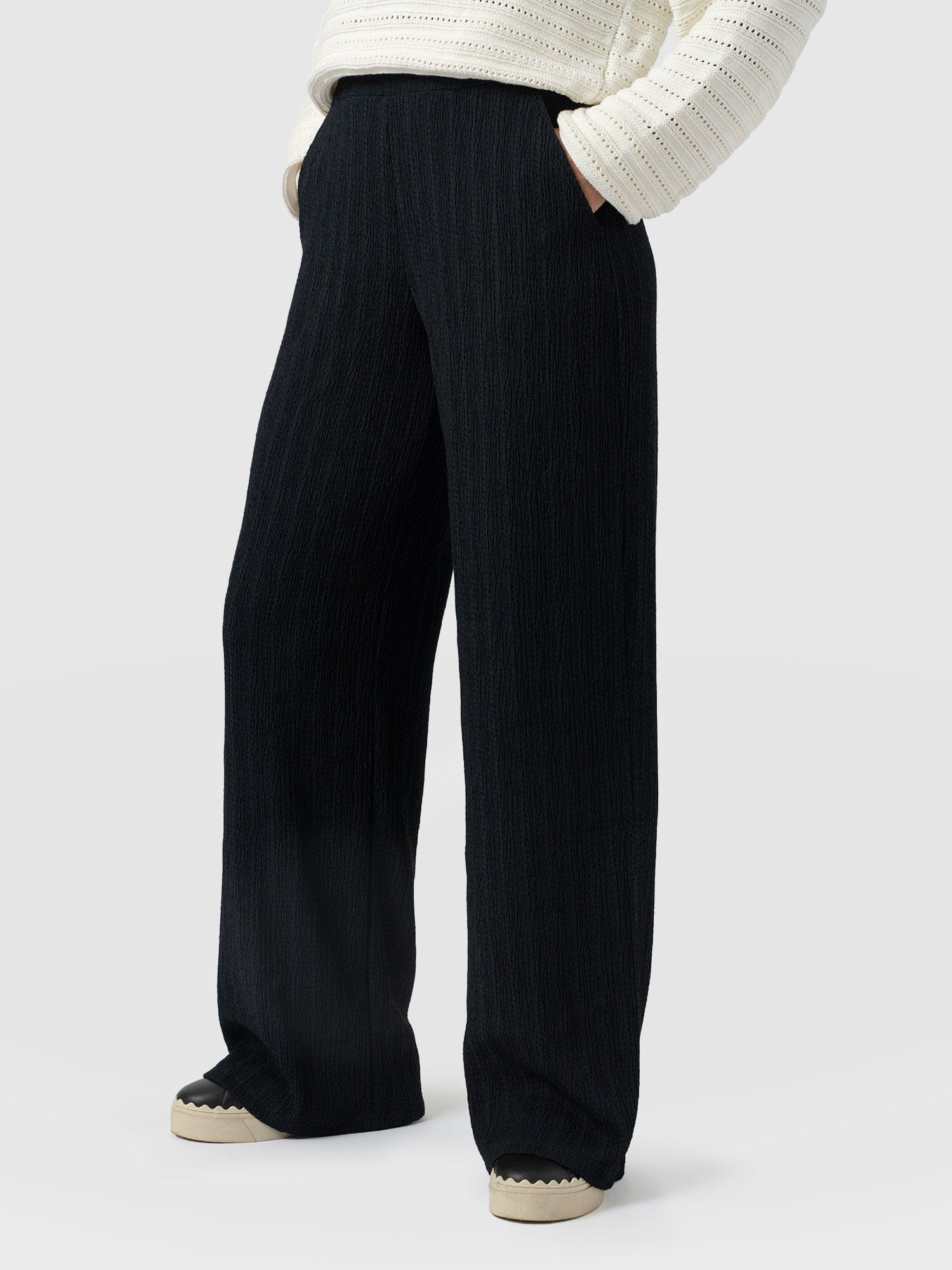 Victory Straight Leg Pant - Black Textured - Women's Pants | Saint + Sofia® USA