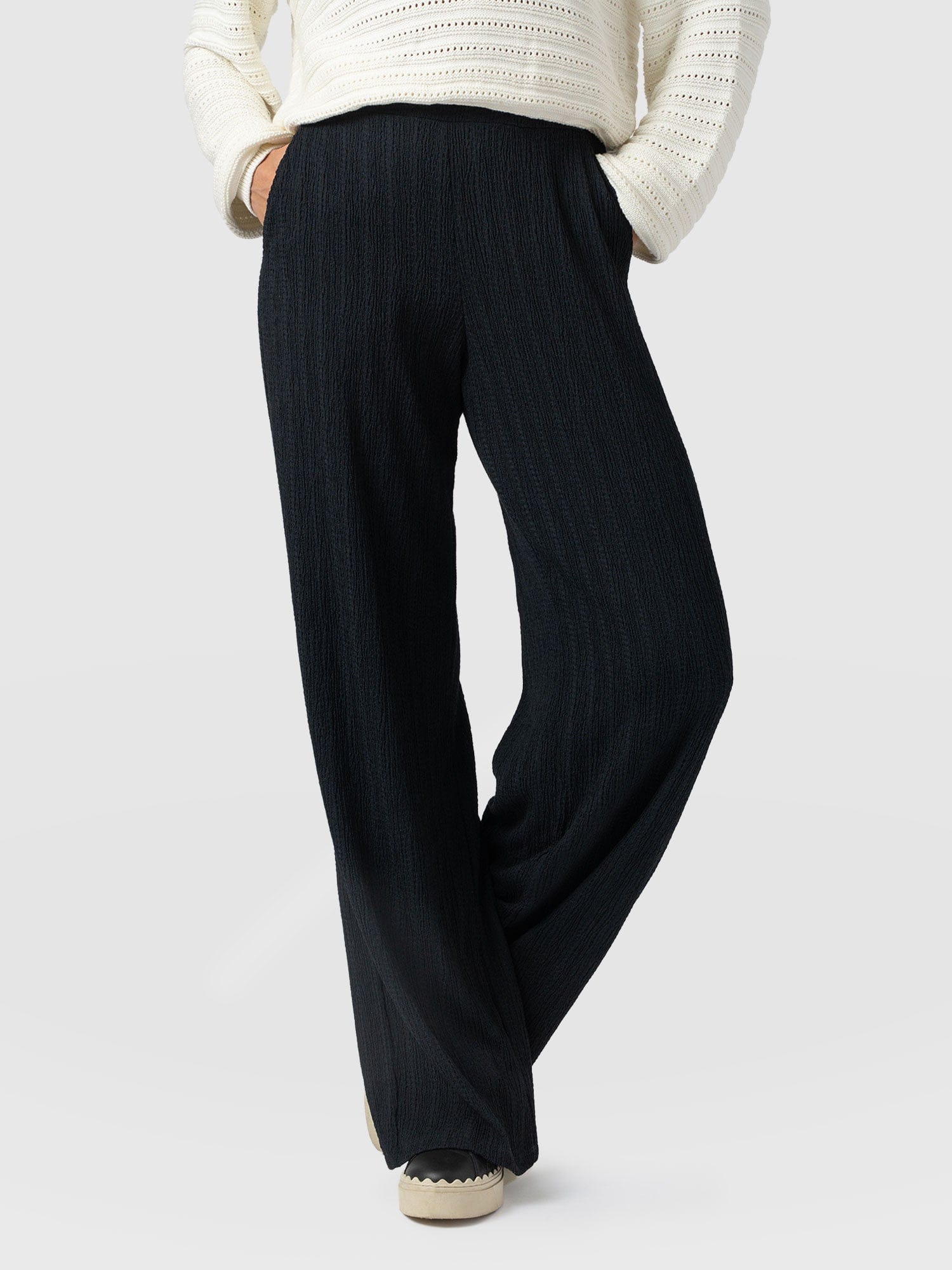 Victory Straight Leg Pant - Black Textured - Women's Pants | Saint + Sofia® USA