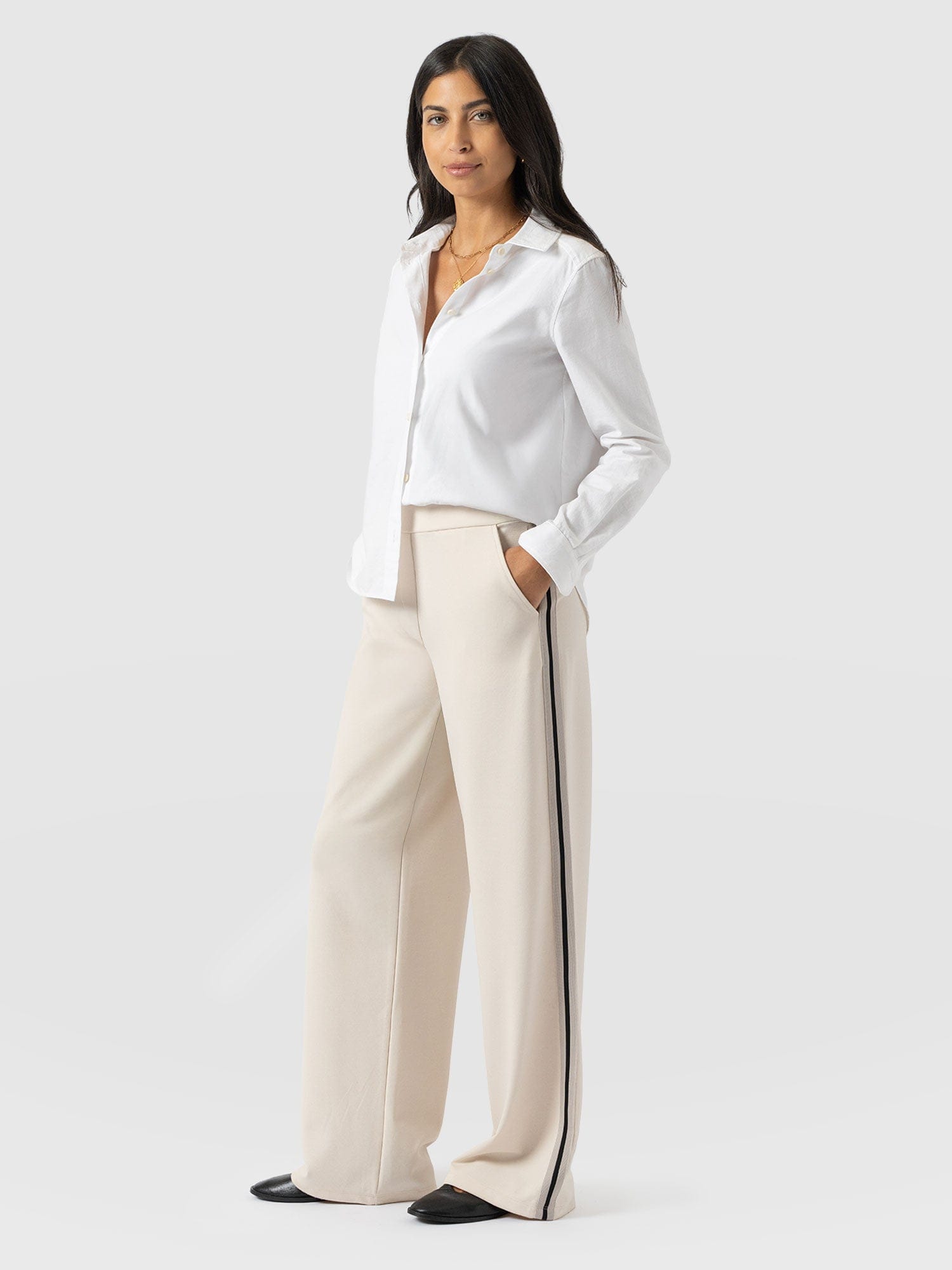 Victory Straight Leg Pant - Cream - Black Stripe - Women's Pants | Saint + Sofia® USA