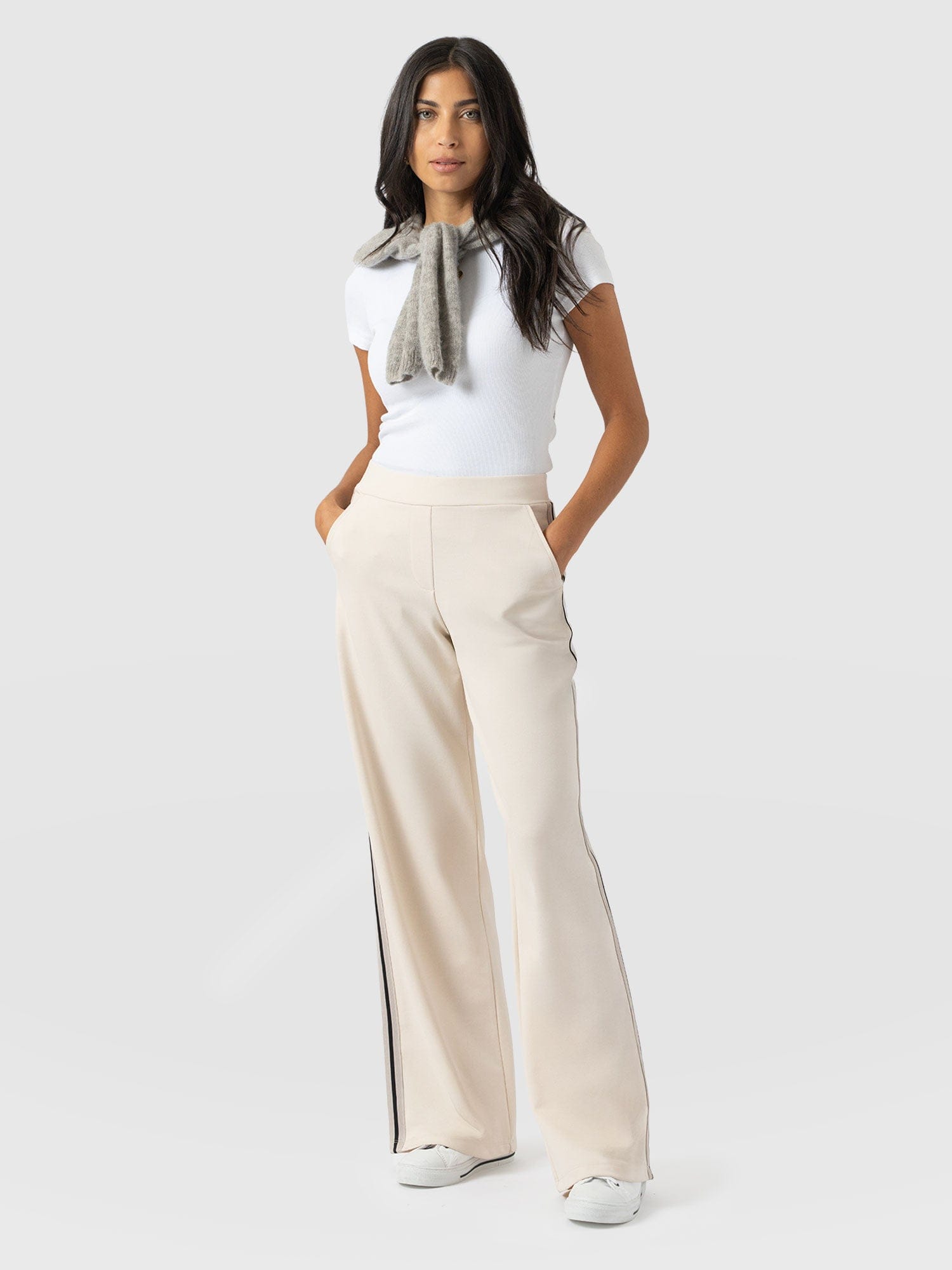 Victory Straight Leg Pant - Cream - Black Stripe - Women's Pants | Saint + Sofia® USA
