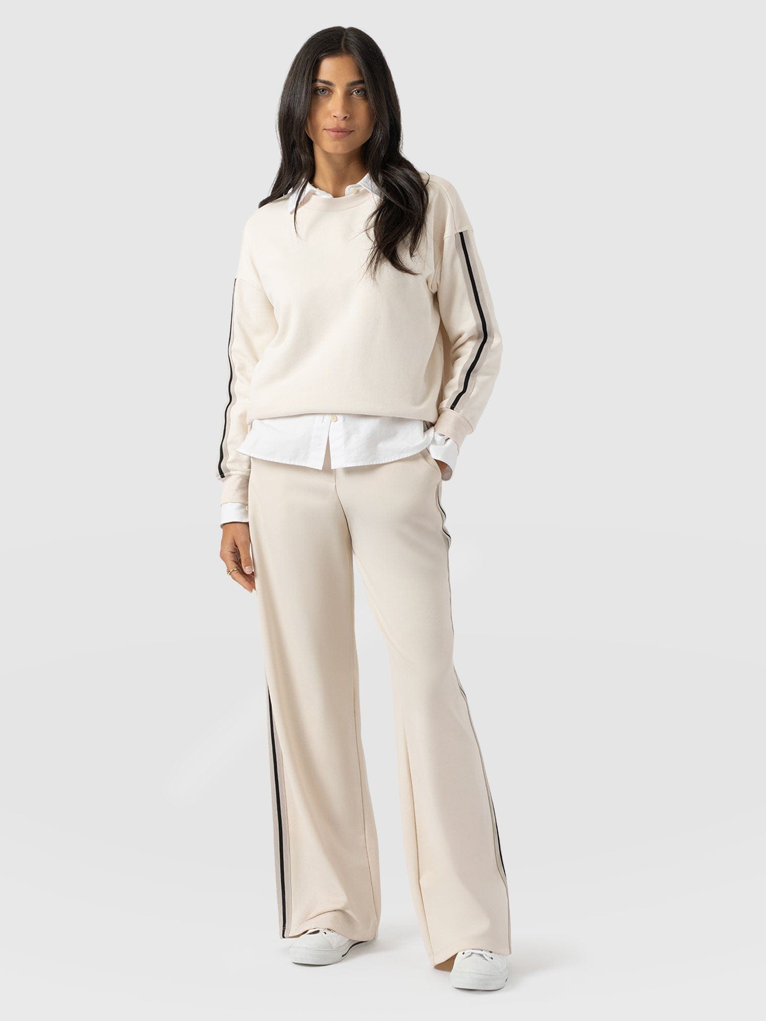 Victory Straight Leg Pant - Cream - Black Stripe - Women's Pants | Saint + Sofia® USA